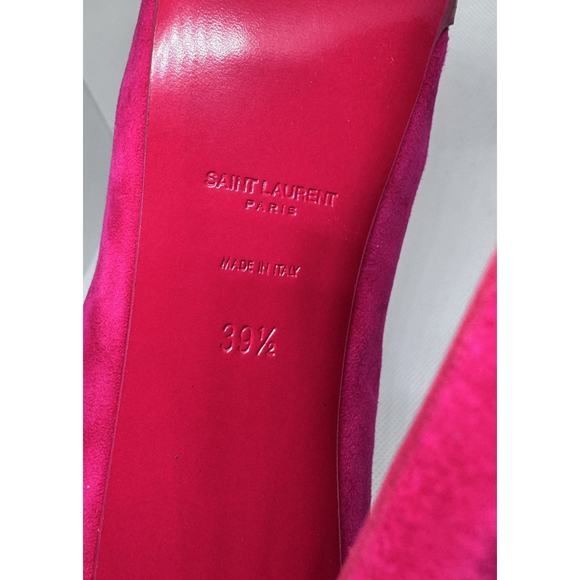 $995 YVES SAINT LAURENT SUEDE LEATHER TRIBTOO 105 PLATFORM PUMPS PINK 39.5/9 - Picture 8 of 9